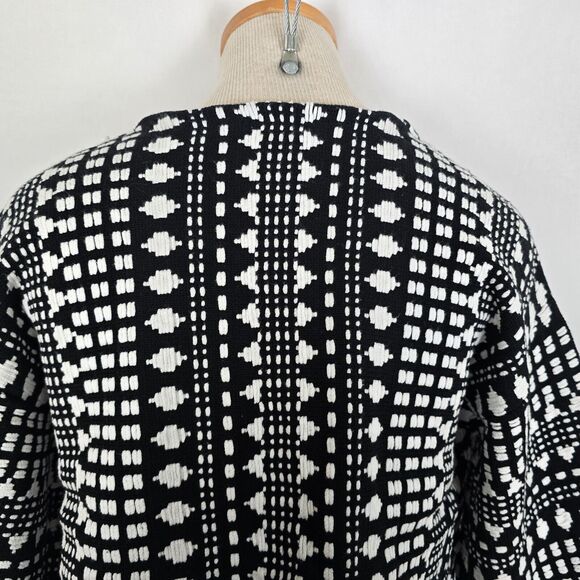 Chico's Knit Cardigan Women's Small Sweater 3/4 Sleeve Black & White - Picture 9 of 13